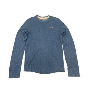 Vintage Hollister Men's Heather Blue Long Sleeve Thermal